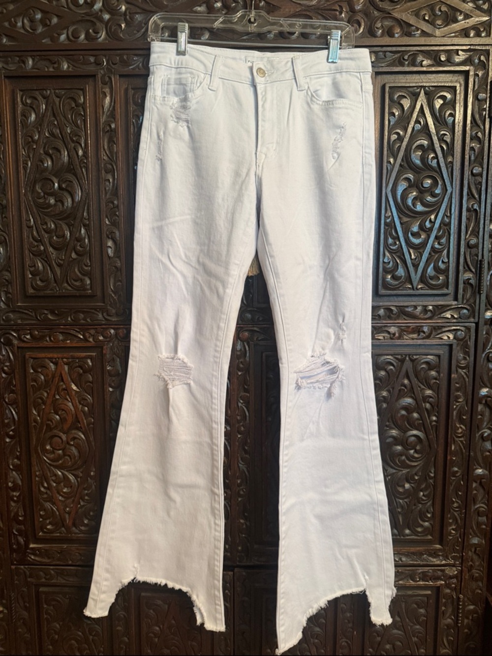 Flying Monkey White Distressed Flare Jeans